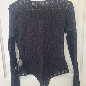 H&M Black Asymmetrical Fitted Bodysuit